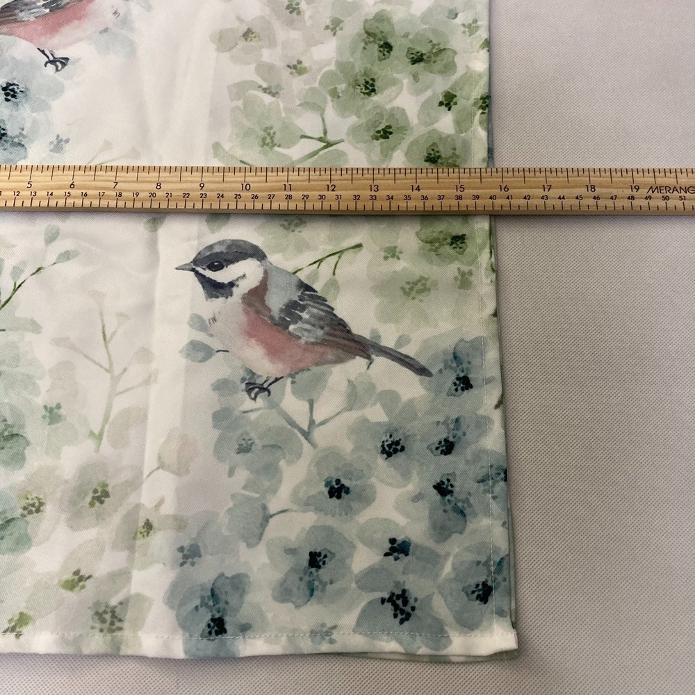 Living Quarters Chickadee Table Runner Watercolor Floral White Blue 15" x 36" - Picture 10 of 10